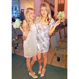 Silver and bronze sequin Free People shift dress